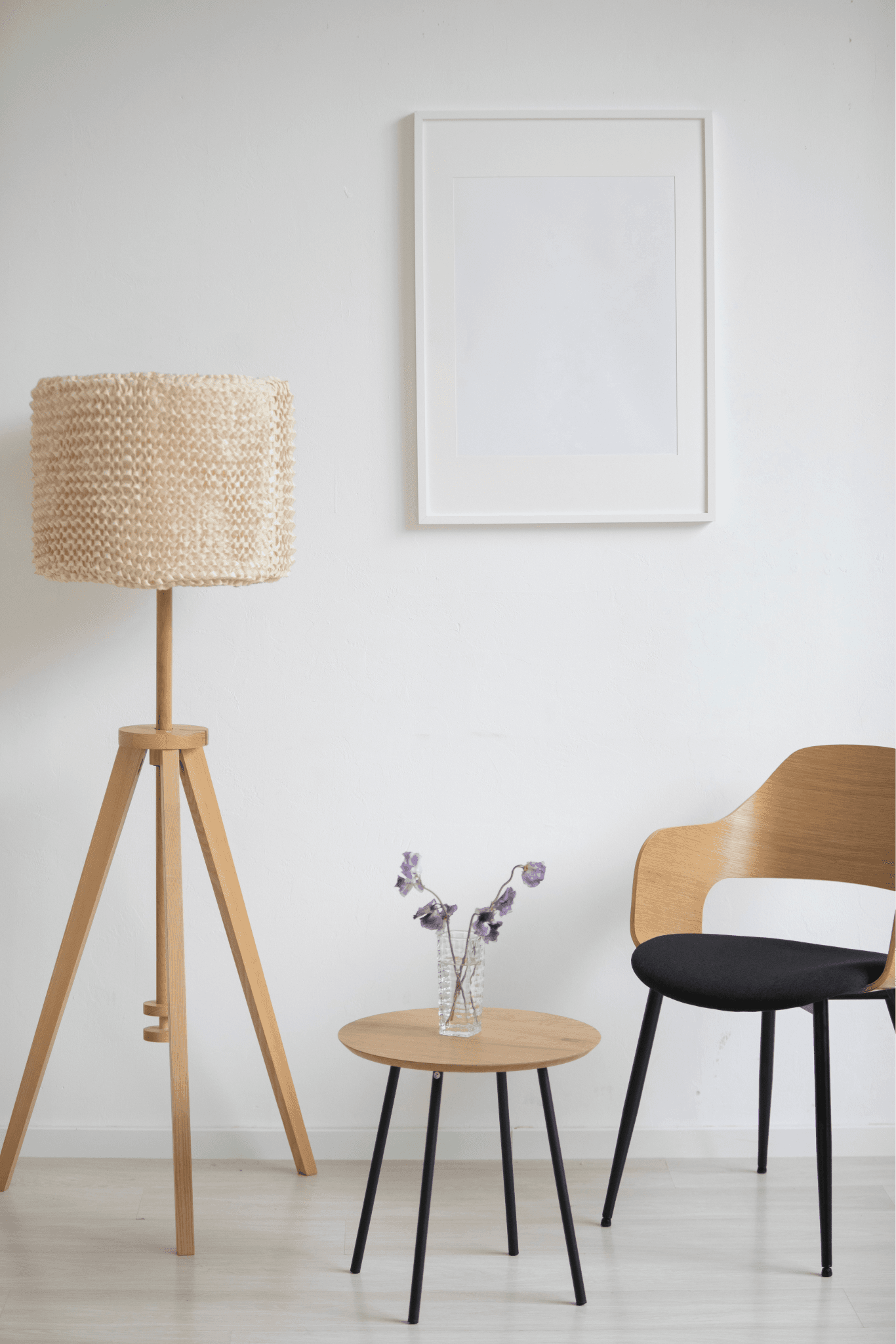 Furniture and lighting arranged in a calm studio interior